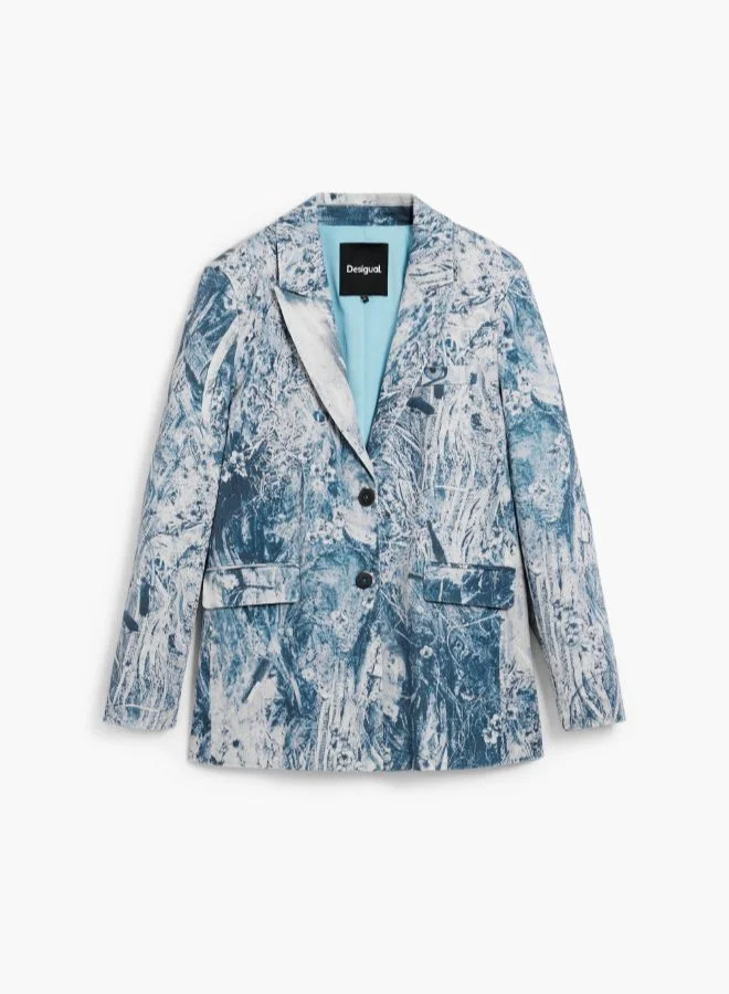 DESIGUAL Blue Photography Blazer for Women | Best Price UAE